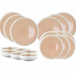 Service Les Essentiels Oxygen rose poudre/beige - 18 pièces