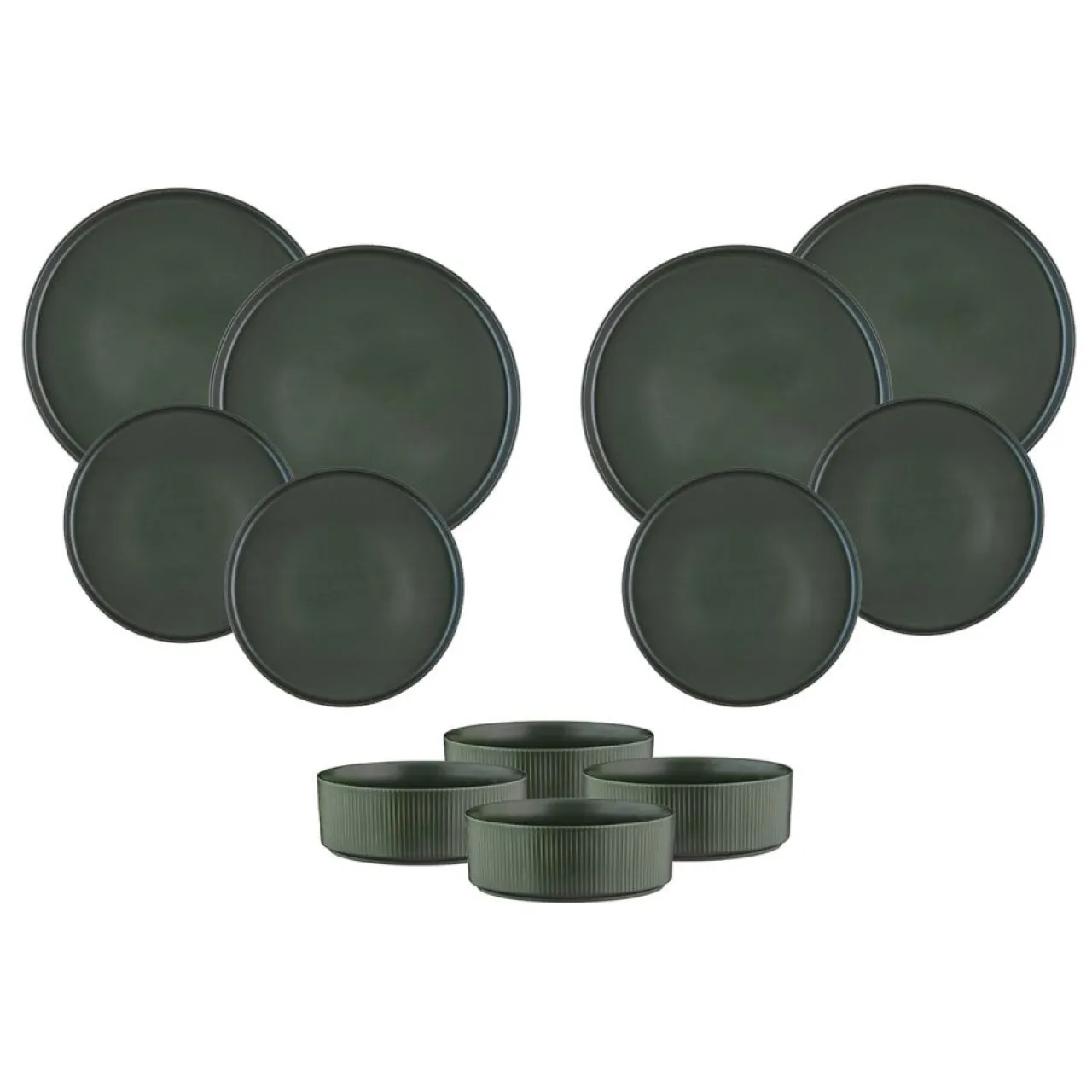 Service Les Essentiels Scandi vert olive - 12 Pièces