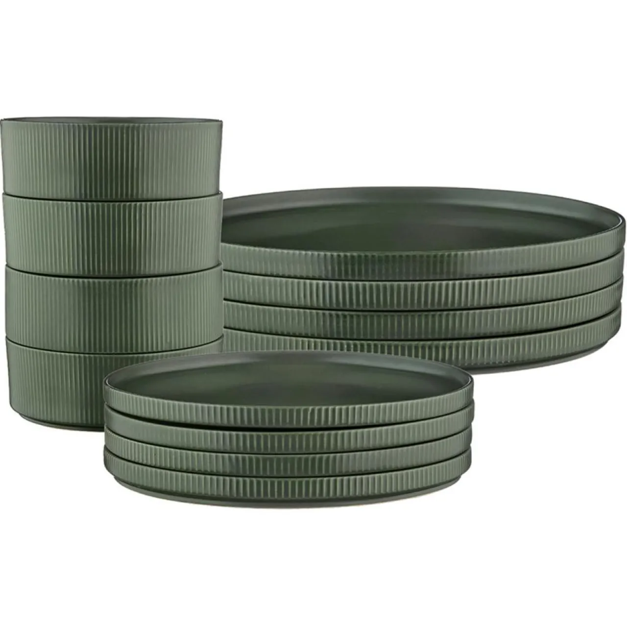 Service Les Essentiels Scandi vert olive - 12 Pièces