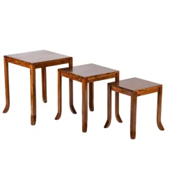 Set de 3 tables basses gigognes en acacia massif Marron - 45x45x56 cm