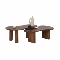 Set de 2 tables basses ovales Acacia Arad Marron - 110x60x40 cm et 110x60x35 cm