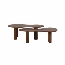 Set de 2 tables basses ovales Acacia Arad Marron - 110x60x40 cm et 110x60x35 cm