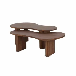 Set de 2 tables basses ovales Acacia Arad Marron - 110x60x40 cm et 110x60x35 cm