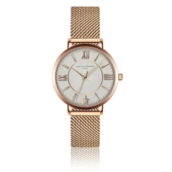 Set Montre Femme 2 Bracelets Petite Classique en Acier & Cuir rose doré/noir