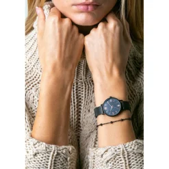 Set Montre Femme & Bracelet Petite Noir en Acier noir