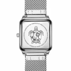 Set Montre Femme 2 Bracelets Plaza en Acier & Cuir argenté/bleu foncé