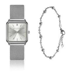 Set Montre Femme & Bracelet Plaza en Acier argenté