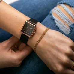 Set Montre Femme 2 Bracelets Night Plaza en Acier rose doré/noir