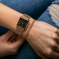 Set Montre Femme 2 Bracelets Night Plaza en Acier rose doré/noir