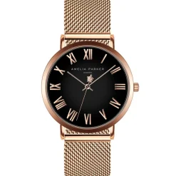 Set Montre Femme 2 Bracelets Grand en Acier rose doré/noir