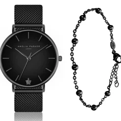 Set Montre Femme & Bracelet Jet en Acier noir