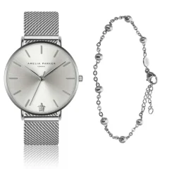 Set Montre Femme & Bracelet Capsule Grey en Acier argenté