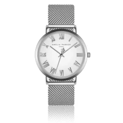 Set Montre Femme 2 Bracelets Grand Blanc en Acier & Cuir argenté/rose