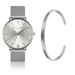 Set Montre Femme & Bracelet Capsule Grey en Acier argenté