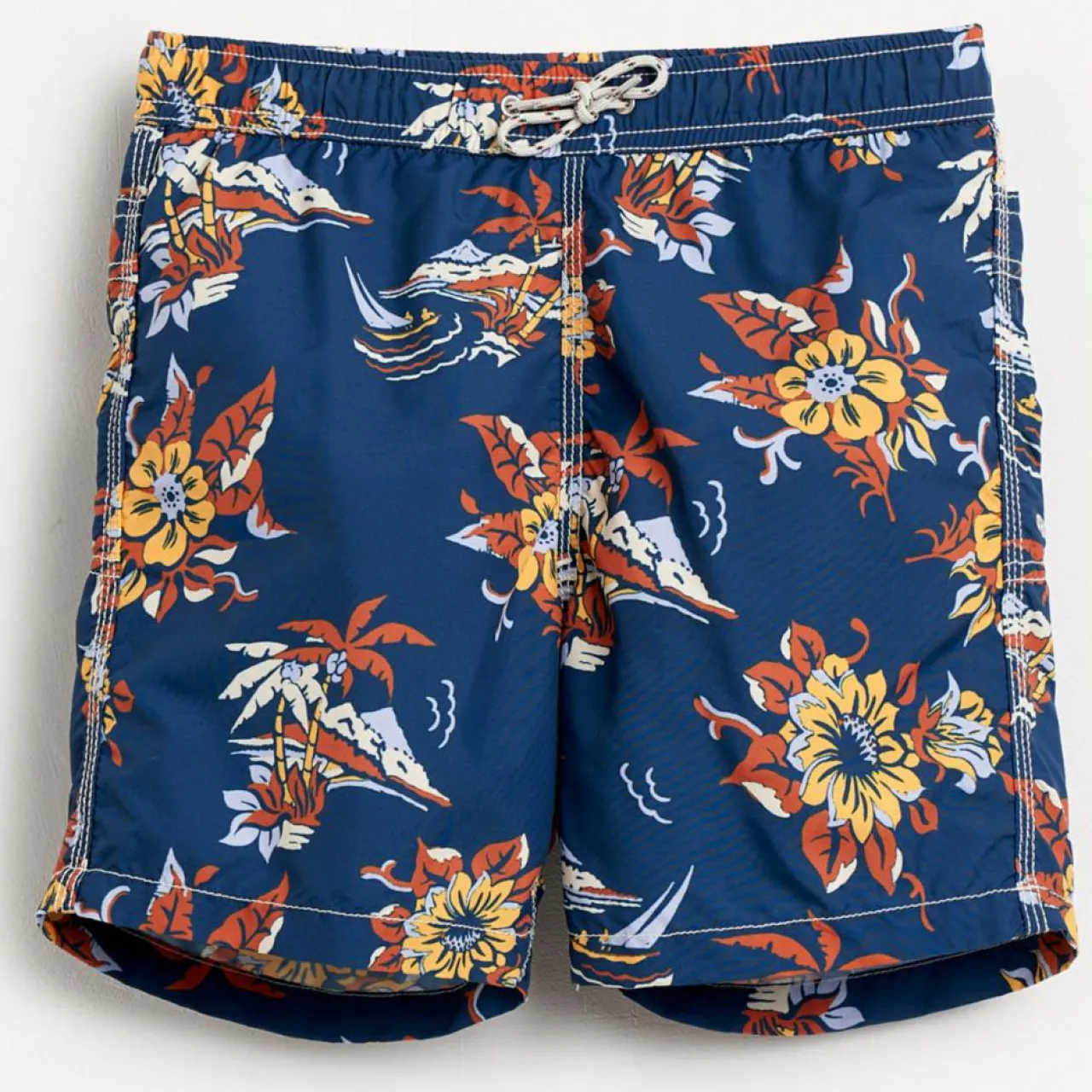Short de bain Lazo à fleurs bleu foncé