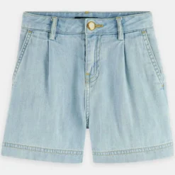 Short en Jean à pince bleu clair