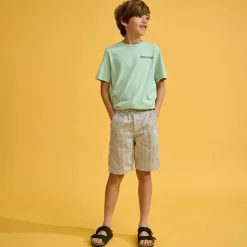 Short Printer rayé beige