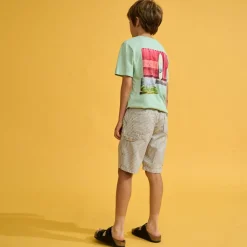 Short Printer rayé beige