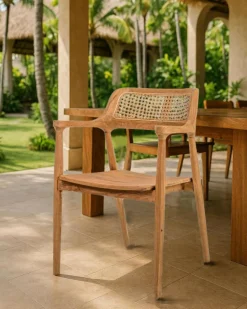 Sienne - Chaise en teck avec détail rotin
