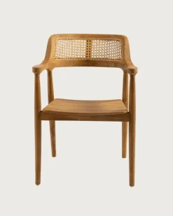 Sienne - Chaise en teck avec détail rotin