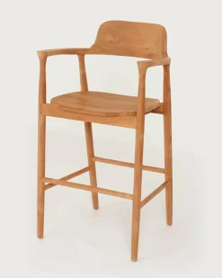 Singo - Chaise de bar en teck massif