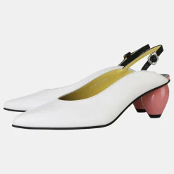 Slingback en Cuir Slide blanc/rose - Talon 6 cm