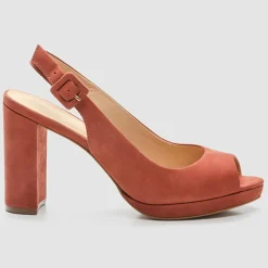 Slingback en Velours de Cuir Lija vieux rose - Talon 9 cm
