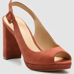 Slingback en Velours de Cuir Lija vieux rose - Talon 9 cm