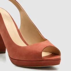 Slingback en Velours de Cuir Lija vieux rose - Talon 9 cm