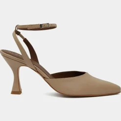 Slingbacks en Cuir Cinderella beiges - Talon 7,5 cm