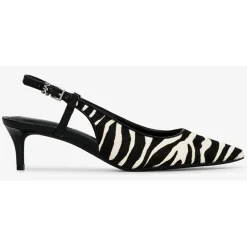 Slingbacks en Cuir Doreen noir/blanc - Talon 5.1 cm
