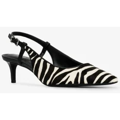 Slingbacks en Cuir Doreen noir/blanc - Talon 5.1 cm