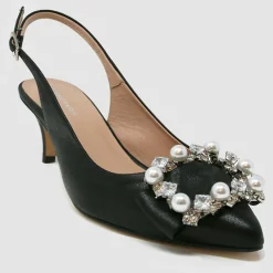 Slingbacks en Cuir Milia noirs - Talon 6 cm