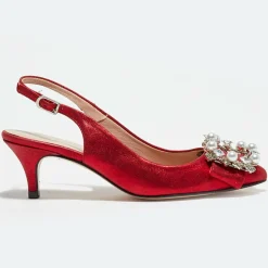Slingbacks en Cuir métallisé Milia rouges - Talon 6 cm
