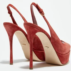 Slingbacks en Velours de Cuir Vit open-toe goyave Talon 12 cm