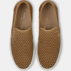 Slip-On en Velours de Cuir Laura beige foncé