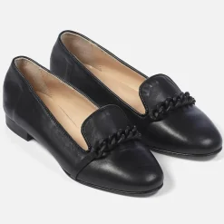 Slippers en Cuir Rouma à chaine noires