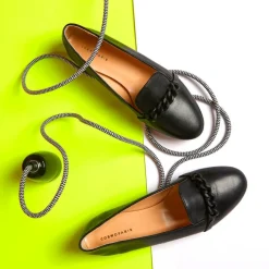 Slippers en Cuir Rouma à chaine noires