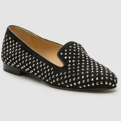 Slippers en Velours de Cuir Abo noires