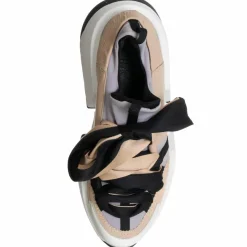 Sneakers en Cuir & Toile Lorena lilas/rose/noir - Plateforme 5 cm