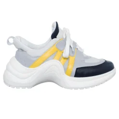 Sneakers en Cuir Bianca blanc/gris/noir/jaune - Talon 5 cm