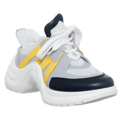 Sneakers en Cuir Bianca blanc/gris/noir/jaune - Talon 5 cm