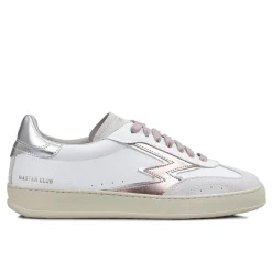 Sneakers en cuir Club blanc/rose irisé