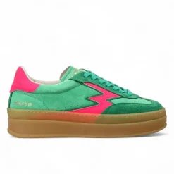 Sneakers en Cuir Double Club vert fuchia