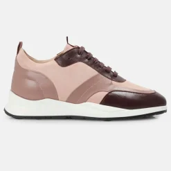 Sneakers en Cuir et Velours de Cuir Lola blush