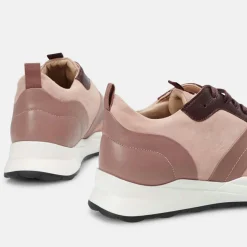 Sneakers en Cuir et Velours de Cuir Lola blush