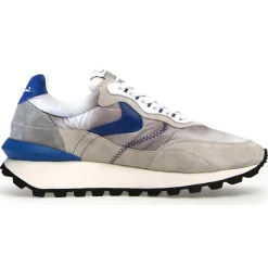 Sneakers en Cuir Léo gris/bleu