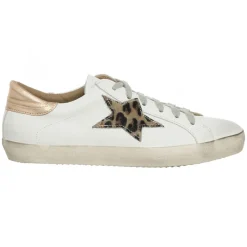 Sneakers en Cuir Olivia blanc/léopard/rose doré