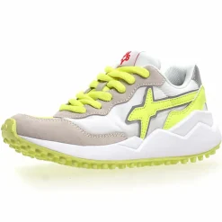 Sneakers en Cuir Wolf blanc/jaune fluo