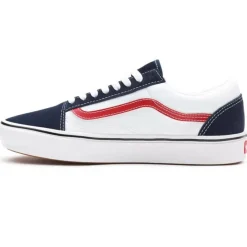 Sneakers en Toile & Velours de Cuir Tri-Tone ComfyCush Old Skool blanc/bleu/rouge